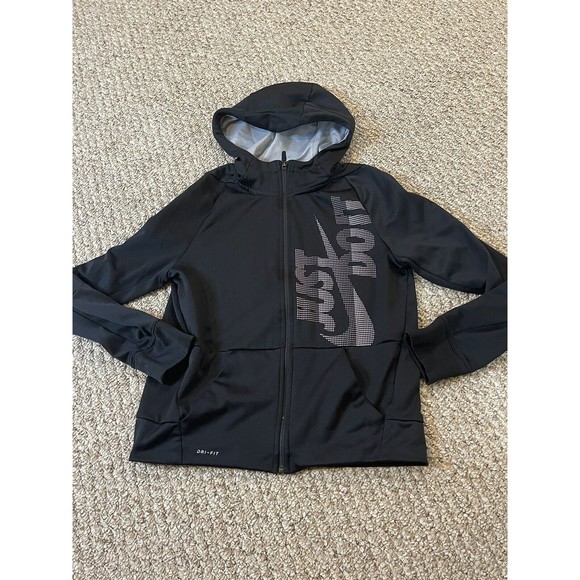 Nike Dri-Fit Youth Full Zip Up Hoodie W/Pockets Size XL Black Long Sleeve Hoodie - Picture 1 of 3